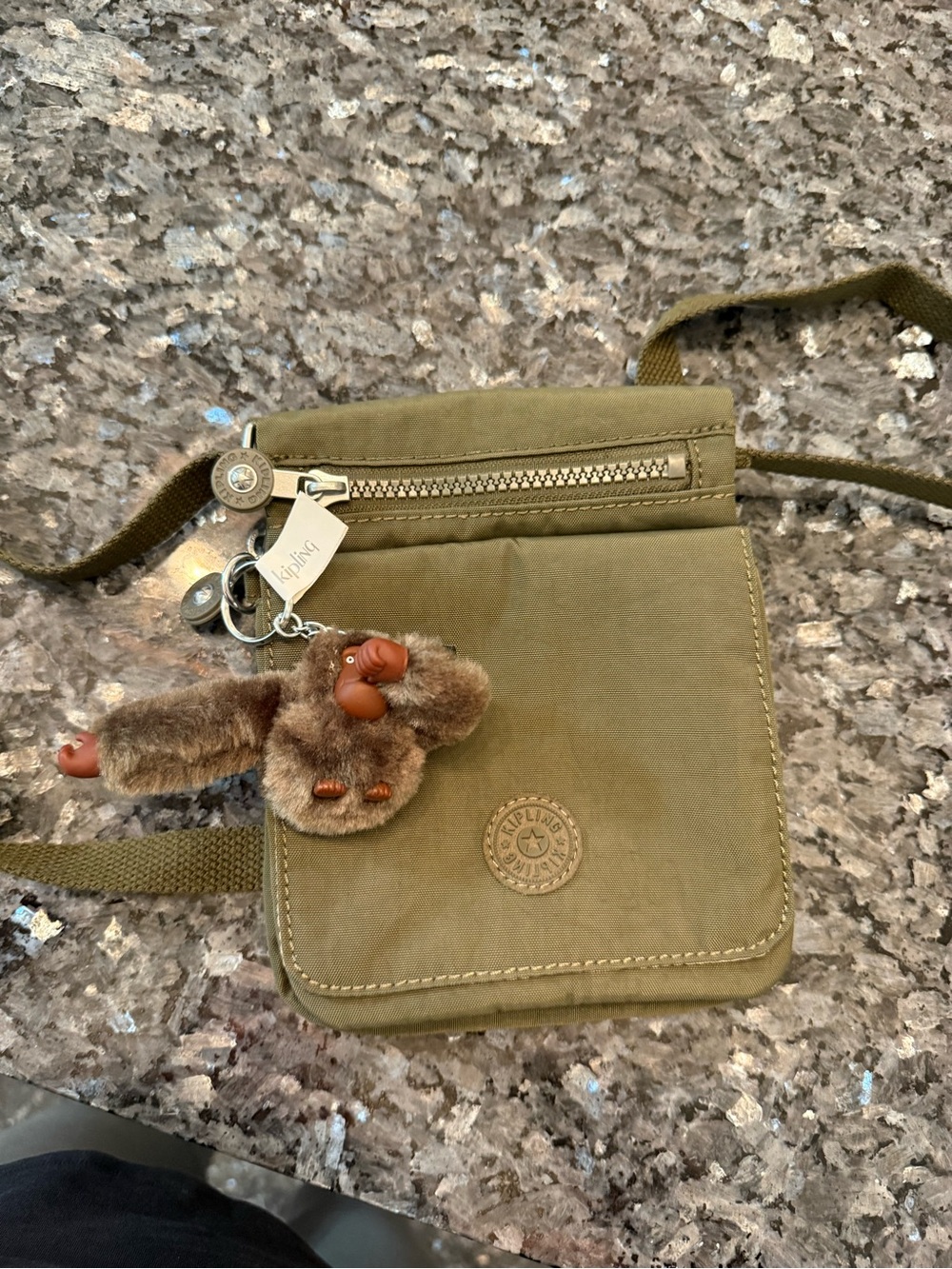 Kipling Bag Green Crossbody Eldorado Hiker Nylon NEW Furry Monkey Charm